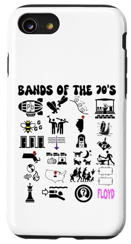 Lustige nerdige ikonische Pop-Rock-Bands der 70er Jahre Schwarz Hülle für iPhone SE (2020) / 7 / 8 von MathWare