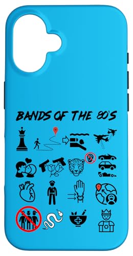Lustige nerdige ikonische Pop-Rock-Bands der 80er Jahre Schwarz Hülle für iPhone 16 von MathWare