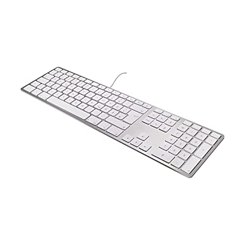 Matias Aluminium Erweiterte USB-Tastatur Swiss-Layout (CH) für Mac OS, Silber mit weißen Tasten von Matias