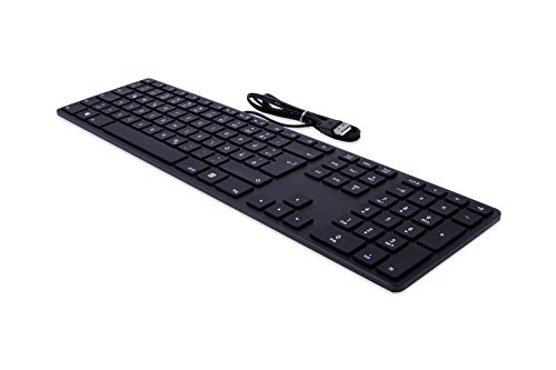 Matias FK318PCLBB-DE Aluminum Wired Tastatur mit RGB-Hintergrundbeleuchtung USB Keyboard für PC | QWERTZ | Deutsch | mit reaktionsschnellen Flache Tasten und Zusätzlichem Ziffernblock - Schwarz von Matias