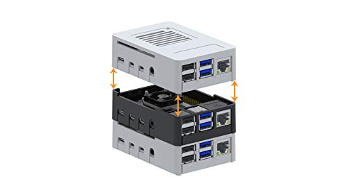 MaticBox 4 Gehäuse für Raspberry Pi 4 - Low Profile, stapelbar, universell montierbare DIN-Schiene, automatisierungsfreundlich, Lüfterunterstützung (Black Metallic) von MaticBox