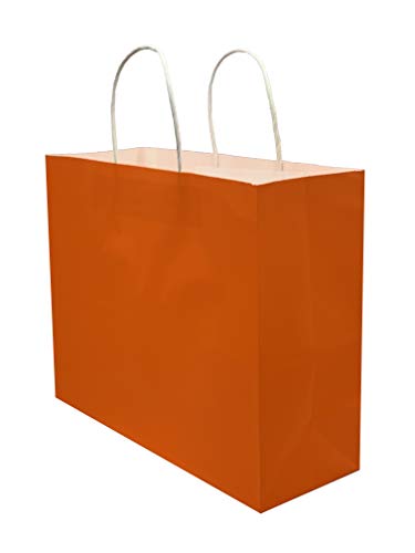 6 Stück Papiertüten quer unifarben 32 x 27 x 11 cm (Orange) von Matissa