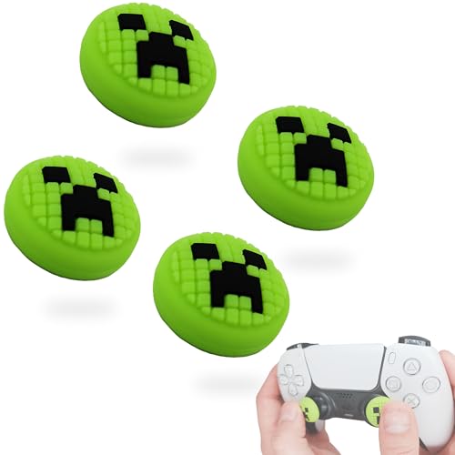 MatoSan® 4X Kappen Thumbstick Grip PS4 PS5 Zubehör für Playstation 5 Controller PS5 Controller Stick Joystick Aufsatz Silikon | Für Xbox One Series PS5 Edge Controller PS4 Zubehör im Minecraft Stil von MatoSan