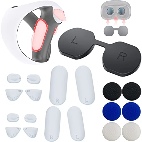 MatoSan PS5 VR2 Zubehör 2 Set Silikon Griff Kompatibel mit PS5 VR2 Sense, 1 Paar Objektivabdeckung und 6 Controller Kappen Kompatibel mit Playstation VR2 Zubehör für PSVR 2 Brille von MatoSan