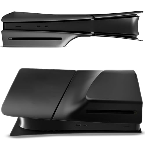MatoSan Slim Faceplate PS5 Hülle Cover Schwarz Ersatzplatte für Disc Playstation 5 Slim, Harte Stoßfeste Seitenplatten Shell Case Skin für PS5 Slim Console Ersatz Zubehör für PS5 Slim (DISC) von MatoSan