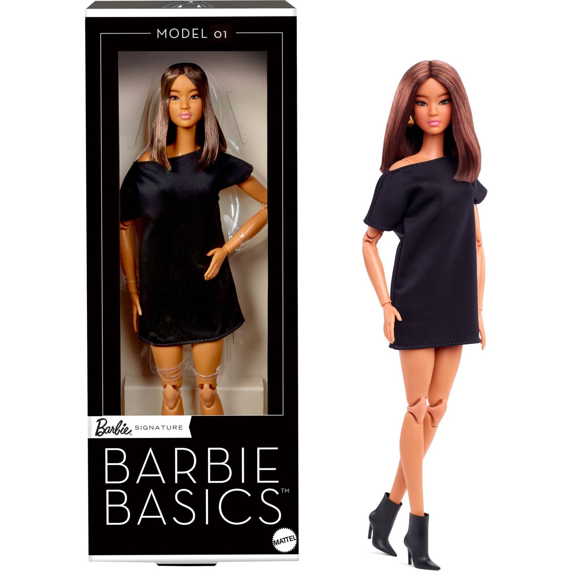Barbie Basics Model 01 mit brünettem Haar in schwarzem Kleid und spitzen Schuhen, Puppe Barbie Basics Model 01 mit brünettem Haar in schwarzem Kleid und spitzen Schuhen, Puppe von Mattel