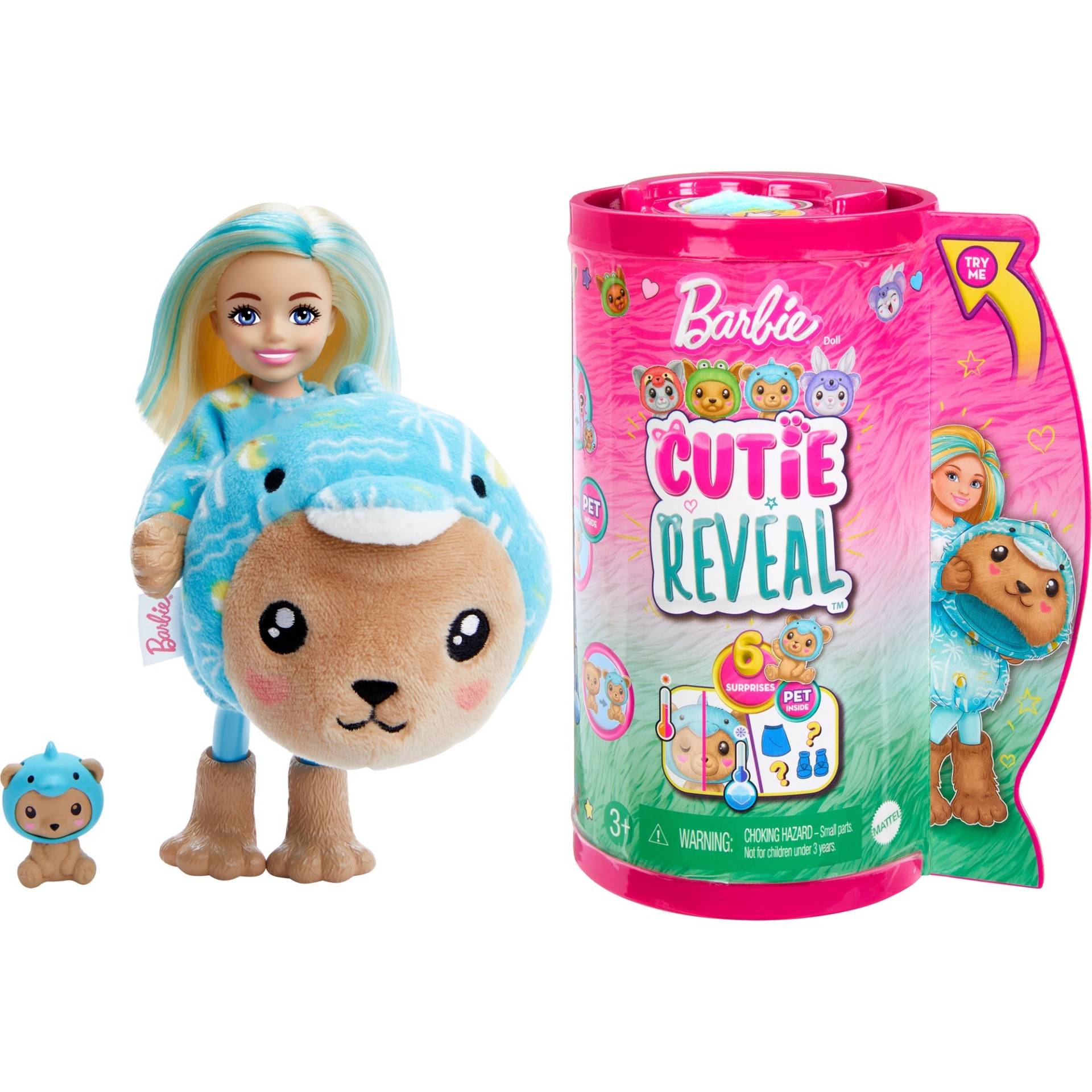 Barbie Cutie Reveal Chelsea Costume Cuties Serie - Teddy Dolphin, Puppe von Mattel