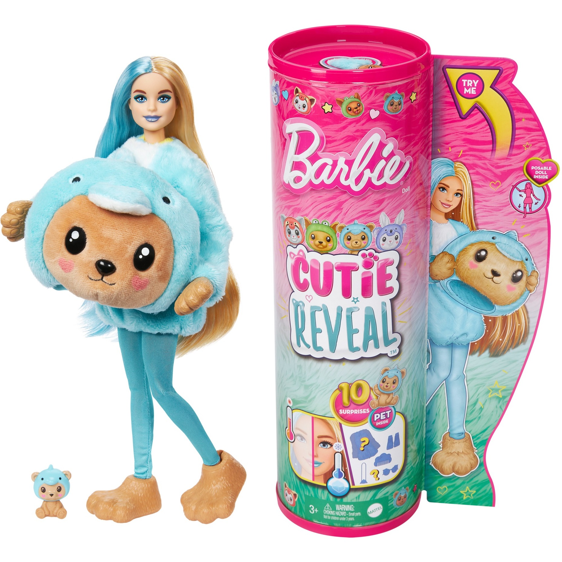 Barbie Cutie Reveal Costume Cuties Serie - Teddy Dolphin, Puppe von Mattel