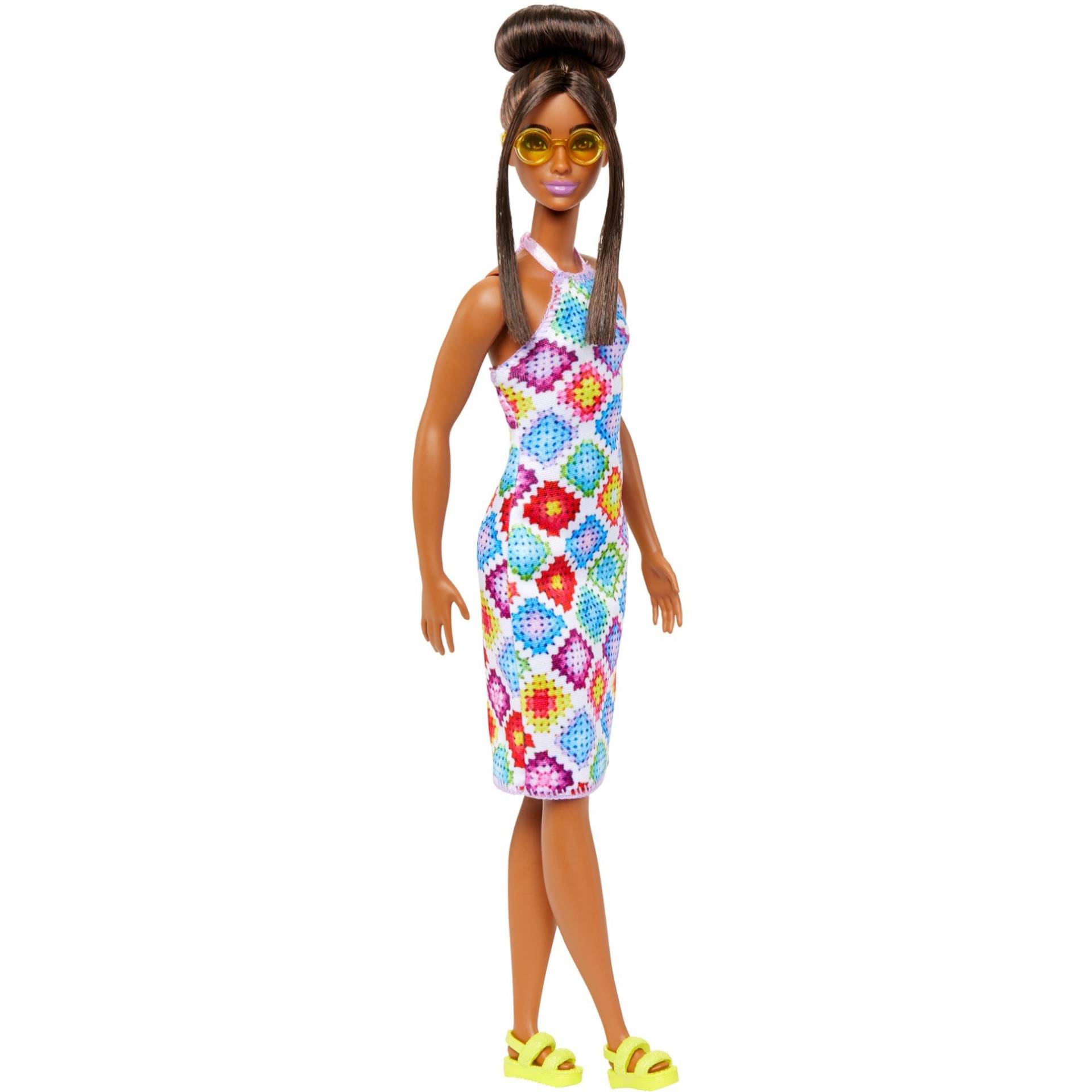Barbie Fashionistas-Puppe mit Dutt und gehäkeltem Kleid von Mattel