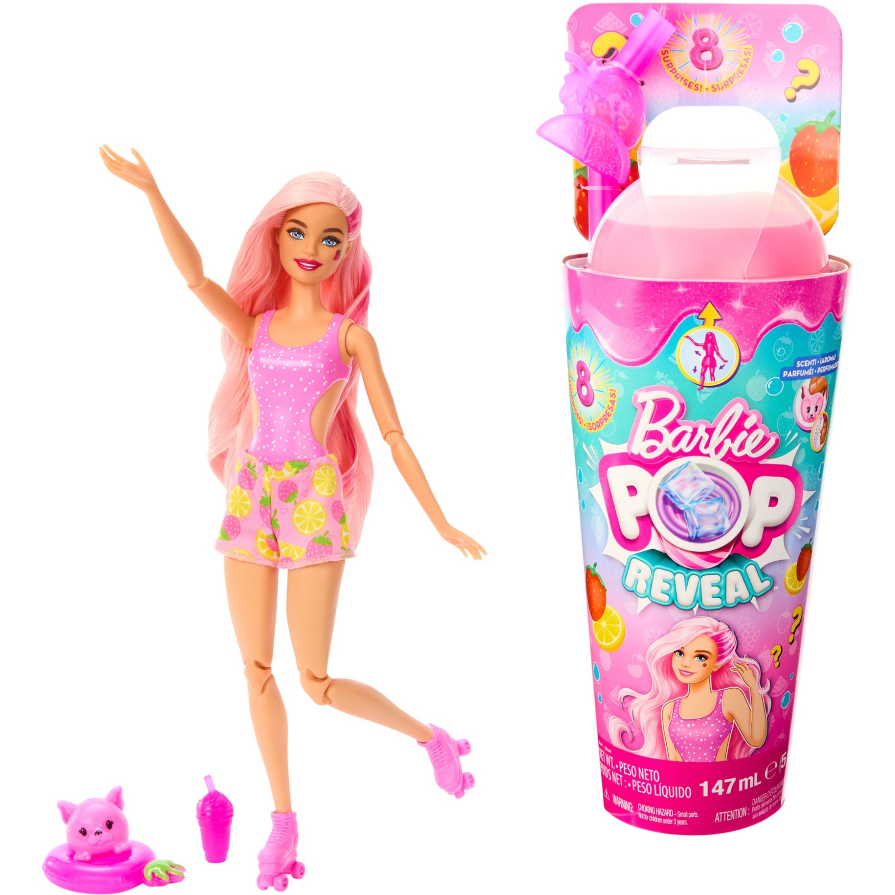 Barbie Pop! Reveal Juicy Fruits - Erdbeerlimonade, Puppe von Mattel