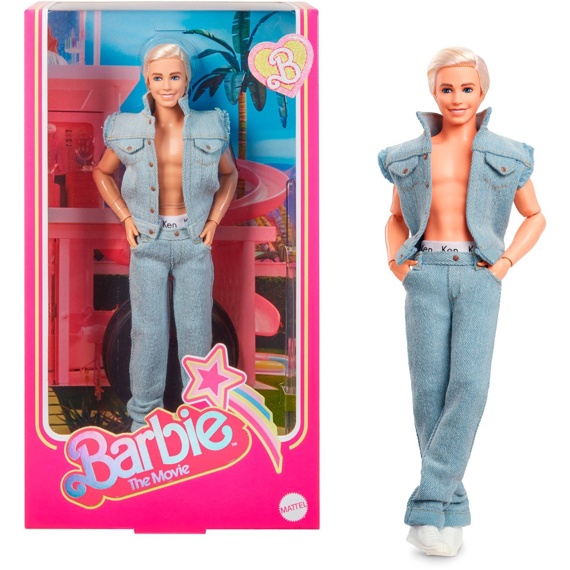 Barbie Signature The Movie - Ken Puppe zum Film im Jeansoutfit und Original Ken Unterwäsche, Spielfigur von Mattel