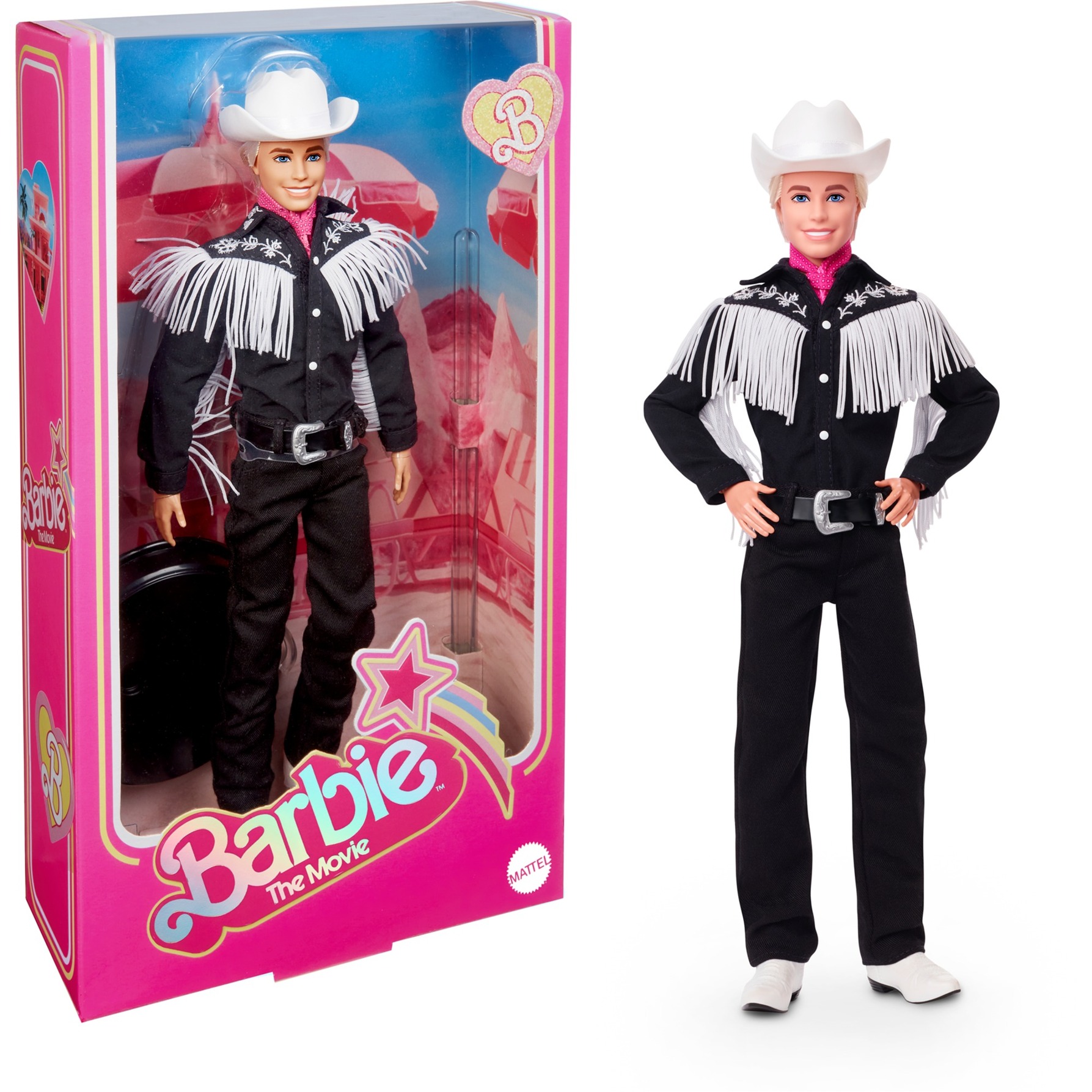 Barbie The Movie - Ken-Sammelpuppe mit schwarzem Cowboy-Outfit von Mattel