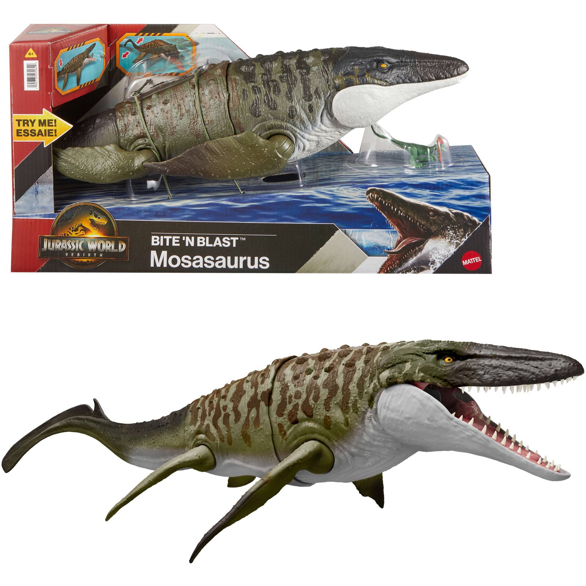 Jurassic World Rebirth Bite''n Blast Mosasaurus, Spielfigur Jurassic World Rebirth Bite''n Blast Mosasaurus, Spielfigur von Mattel