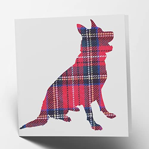 Blanko-Grußkarte von Maturi mit Schottenmuster Deutscher Schäferhund, 15,5 x 15,5 cm von Maturi