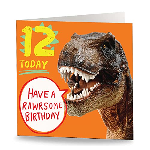 Maturi Geburtstagskarte mit Aufschrift 12 Today – Rawrsome Orange – innen unbeschriftet von Maturi