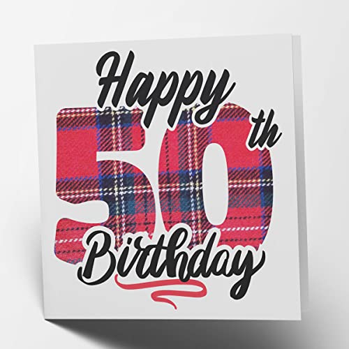 Maturi Glückwunschkarte zum 50. Geburtstag, Schottenkaro, innen blanko von Maturi