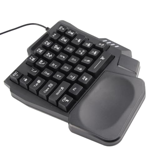 Matybobe Einhand-Gaming-Tastatur wasserdichte Breite Handfläche Schwarz Einhand-Tastatur K13 für Mobile Computer-Spiele von Matybobe