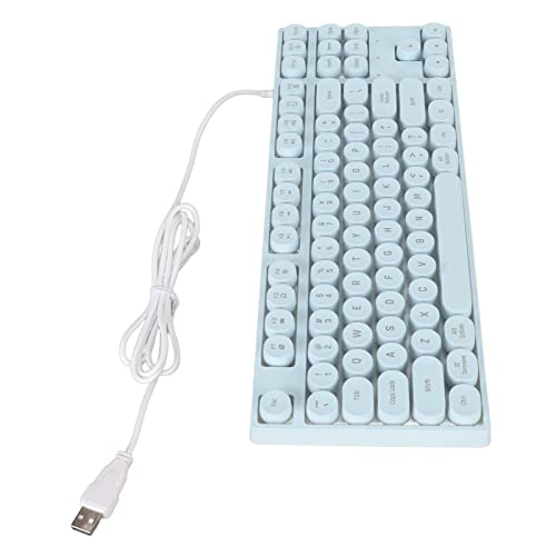 Matybobe Gaming -Tastatur USB Runde 87 Tasten Farbenfrohe Hintergrundbeleuchtung Ergonomischer Mechanischer Touch Wired Keyboard Desktop Laptop PC (Blau) von Matybobe