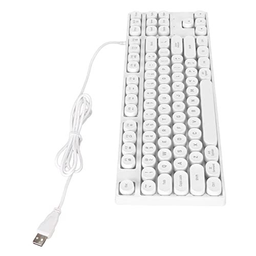 Matybobe Gaming -Tastatur USB Runde 87 Tasten Farbenfrohe Hintergrundbeleuchtung Ergonomischer Mechanischer Touch Wired Keyboard Desktop Laptop PC (Weiß) von Matybobe