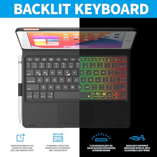 Matybobe Wiederaufladbare Drahtlose BT-Tastatur mit 7-Farben-Hintergrundbeleuchtung für Pro 12,9 Zoll (Typ C-für 10.) von Matybobe