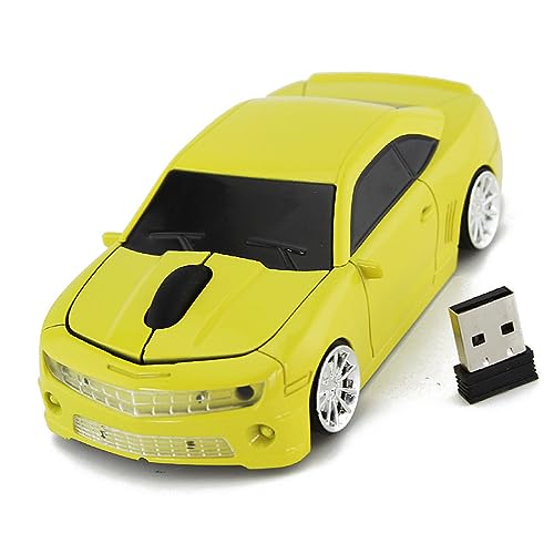 Sportauto -Form 2.4G Wireless Computer Maus Hoher Genauigkeitssensor für das Laptop -Gaming -Büro (Gelb) von Matybobe
