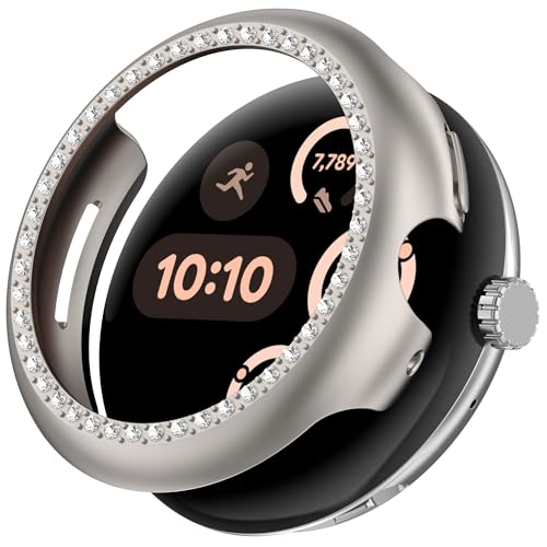 Maucoray Schutzhülle kompatibel mit Google Pixel Watch 3 41 mm/45 mm, harte PC-Schutzhülle, kratzfeste Uhrenschale, Stoßfänger (Beige, 45 mm) von Maucoray
