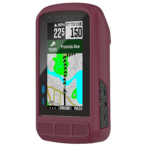 Maucoray Schutzhülle kompatibel mit Wahoo Fitness WFCC6 ELEMNT ROAM V2 Fahrradcomputer, weiches Silikon Bike GPS Protector Bumper Cover (Weinrot) von Maucoray
