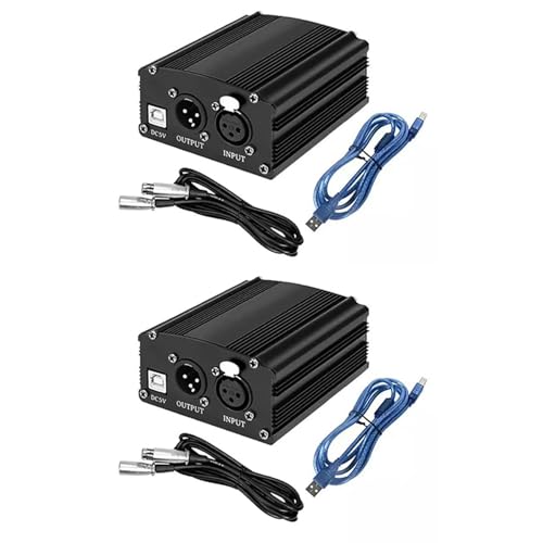 Mauedest 2X 1-Kanal-48-V-Phantomspeisung mit 3-Poligem XLR-Mikrofonkabel für Kondensatormikrofon-Musikaufzeichnungsgeräte Mauedest 2X 1-Kanal-48-V-Phantomspeisung mit 3-Poligem XLR-Mikrofonkabel für Kondensatormikrofon-Musikaufzeichnungsgeräte von Mauedest