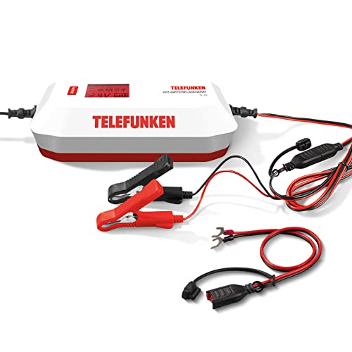 TELEFUNKEN Autobatterie Ladegerät TL 10A | Vollautomatisches Kfz-Batterie Ladegerät für Auto, Motorrad & Oldtimer | Erhaltungsladegerät | Akkuladegerät für das Überwintern von 12V 24V Batterien von Mauk