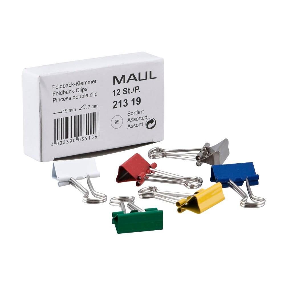 MAUL Foldbackklammern farbsortiert 1,9 cm - 12 Stück von Maul GmbH