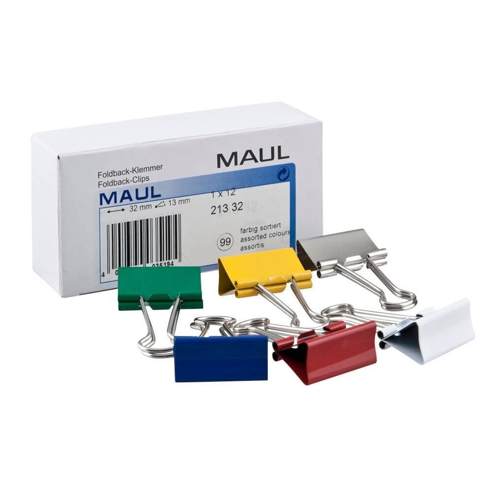 MAUL Foldbackklammern farbsortiert 3,2 cm - 12 Stück von Maul GmbH