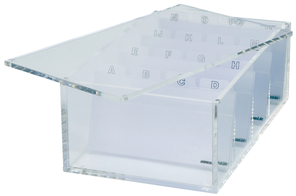 MAUL Acryl Visitenkartenbox, glasklar, inkl. A-Z Register von Maul