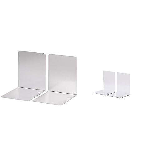 MAUL Buchstütze aus Aluminium (2er Pack) 10x8x10cm & Buchstütze aus Acryl (2er Pack) 10x8x10cm von Maul