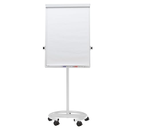 MAUL Flipchart MAULoffice 70x100cm | Mobiles Whiteboard mit 5 Fußrollen und Rundfuß | Magnetische Tafel mit Blockhalter und großer Ablageschale für Marker und Stifte | Höhenverstellbar | Weiß von Maul