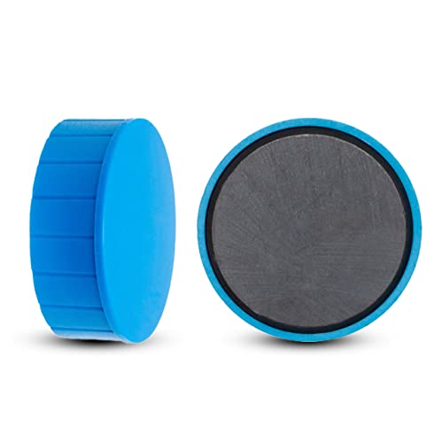 MAUL Magnet MAULsolid, SB-Verpackung – bruchsichere und kleine Magnete für einen vielseitigen Einsatz – Magnet rund mit modernem Design – 38 x 15,5 mm – 2er Pack – blau von Maul