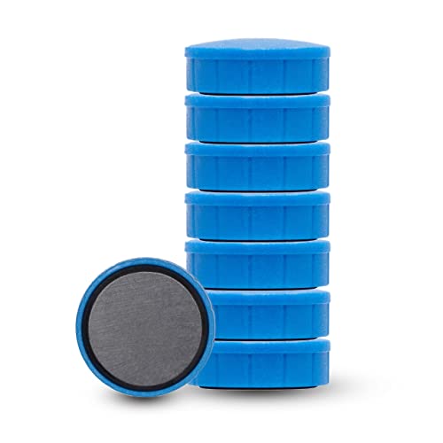 MAUL Magnet MAULsolid, SB-Verpackung – bruchsichere und kleine Magnete für einen vielseitigen Einsatz – Magnet rund mit modernem Design – Ø 20 x 7,5 mm – 8er Pack – blau von Maul