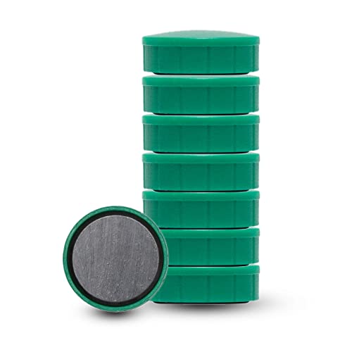 MAUL Magnet MAULsolid, SB-Verpackung – bruchsichere und kleine Magnete für einen vielseitigen Einsatz – Magnet rund mit modernem Design – Ø 20 x 7,5 mm – 8er Pack – grün von Maul