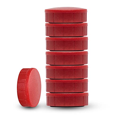 MAUL Magnet MAULsolid, SB-Verpackung – bruchsichere und kleine Magnete für einen vielseitigen Einsatz – Magnet rund mit modernem Design – Ø 20 x 7,5 mm – 8er Pack – rot von Maul