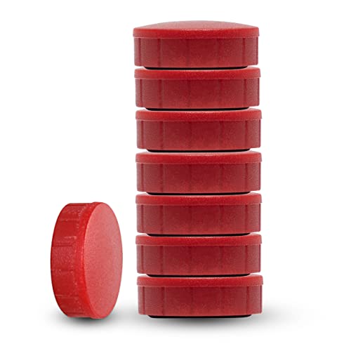 MAUL Magnet MAULsolid - Rot, Rund, Ferrit, Haftmagnet, Magnet, Utility Magnet, 8er Pack, Ø 20 x 7,5 mm, 300 g, Stabil, Komfortabel, Modernes Design, Bruchsicher, Lackiert, Vielfältig von Maul