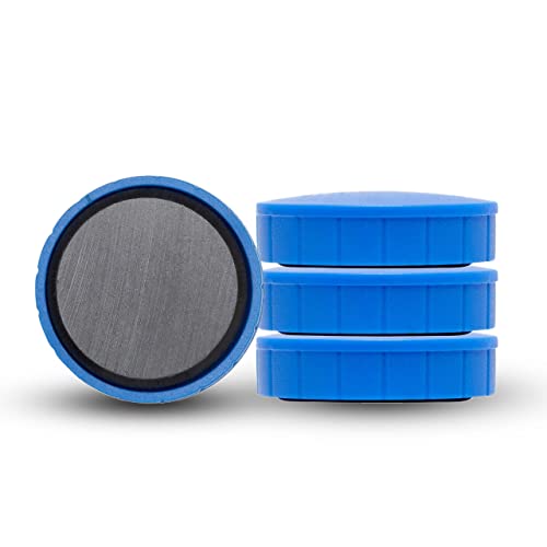 MAUL Magnet MAULsolid, SB-Verpackung – bruchsichere und kleine Magnete für einen vielseitigen Einsatz – Magnet rund mit modernem Design – Ø 32 x 9,6 mm – 4er Pack – blau von Maul