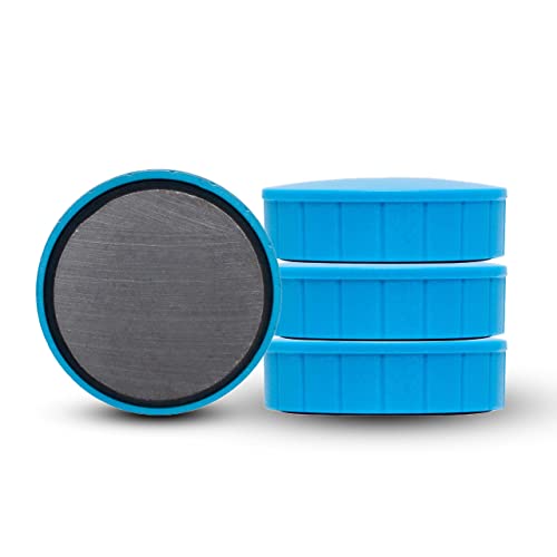 MAUL Magnet MAULsolid, SB-Verpackung – bruchsichere und kleine Magnete für einen vielseitigen Einsatz – Magnet rund mit modernem Design – Ø 38 x 12,5 mm – 4er Pack – blau von Maul