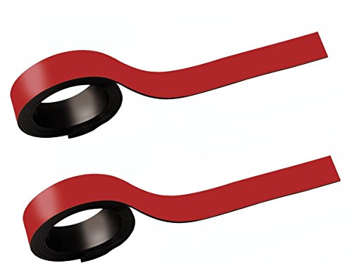 MAUL Magnetstreifen 0,5 x 100cm (2 Stück) | Magnetband selbsthaftend auf magnetischen Oberflächen | Magnetklebeband individuell zuschneidbar | Beschriftbar mit Marker | Rot von Maul