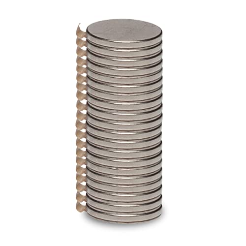 MAUL Neodym Magnet Ø 10 x 1 mm (20 Stück) | Magnet stark mit 0,5kg Haftkraft | Magnete mit modernem Design | Magnet selbstklebend | Magnet für Magnettafel, Whiteboard und Kühlschrank | Silber von Maul