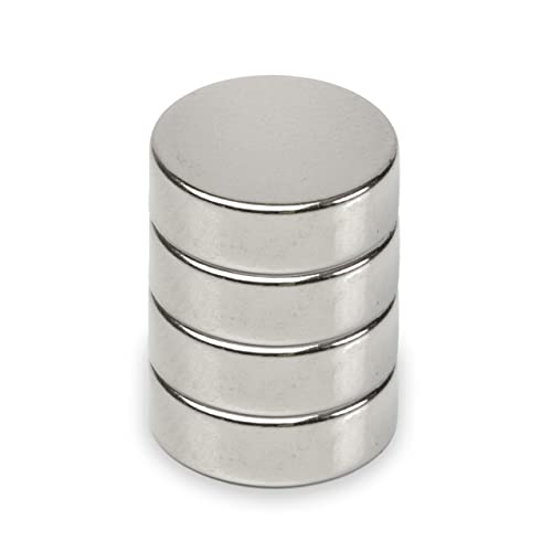 MAUL Neodym Magnet Ø 15 x 5 mm (4er Pack) | Magnete für einen vielseitigen Einsatz | Magnet rund mit elegantem und modernem Design | Magnete stark für Magnetboard, Magnetband | Silber von Maul