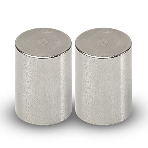 MAUL Neodym Magnet Ø 20 x 25 mm (2 Stück) | Magnet stark mit 13kg Haftkraft | Magnete in modernem Design | Stabmagnet für Büro | Magnet für Magnettafel, Whiteboard und Kühlschrank | Silber von Maul