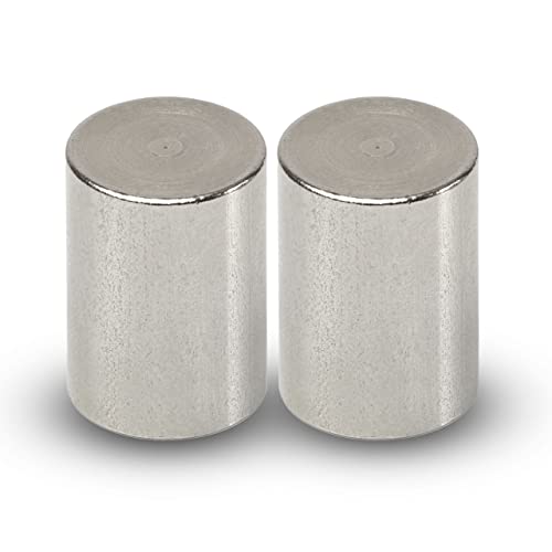 MAUL Neodym Magnet Ø 25 x 35 mm (2 Stück) | Magnet stark mit 19kg Haftkraft | Magnete in modernem Design | Stabmagnet für Büro | Magnet für Magnettafel, Whiteboard und Kühlschrank | Silber von Maul
