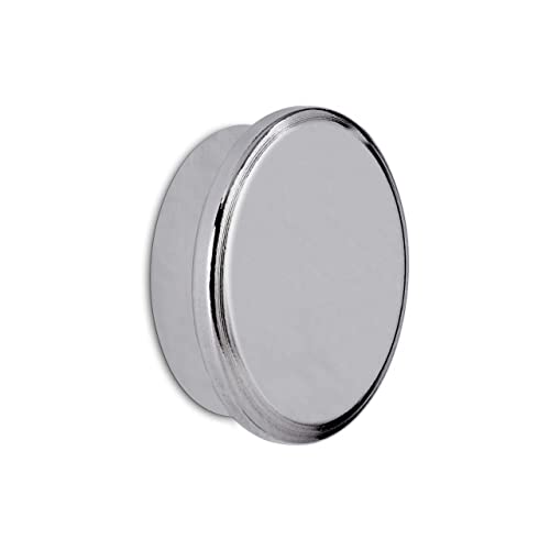 MAUL Neodym Magnet Ø 25 x 9 mm | Starker Magnet mit hoher Haftkraft (13kg) | Magnet mit elegantem und modernem Design | Ideal für Magnettafel, Kühlschrank und Whiteboard | Silber von Maul