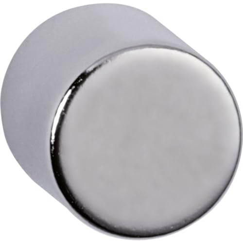 MAUL Neodym-Scheibenmagnet – Magnet mit hoher Haftkraft für einen vielseitigen Einsatz – Magnet rund mit elegantem und modernem Design – Ø 10 x 10 mm – 4er Pack – hellsilber von Maul