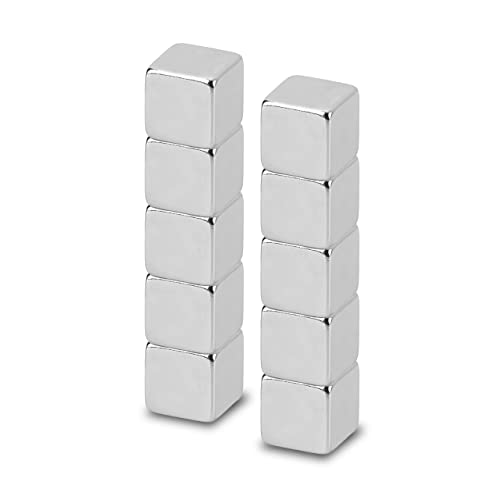 MAUL Neodym-Würfelmagnet – Magnet mit hoher Haftkraft für einen vielseitigen Einsatz – Magnet stark mit elegantem und modernem Design – 5 x 5 x 5 mm – 10er Pack – hellsilber von Maul