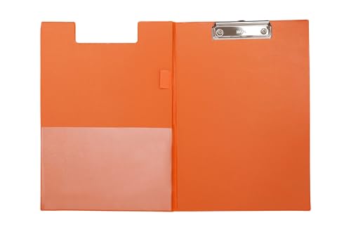 MAUL Schreibmappe A4 | Mappe aus Pappe mit Folienüberzug zum Zuklappen | Dokumentenmappe A4 mit Fach für Papier | Praktische Dokumententasche zum Aufhängen | Aktenmappe für Büro | Orange von Maul